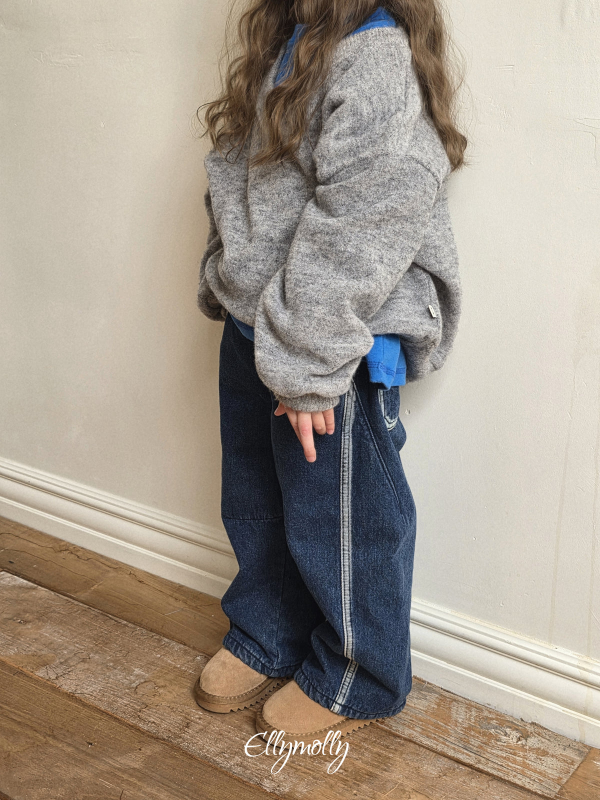 ELLY MOLLY｜ラインワーク 裏起毛デニムパンツ【予約商品】
