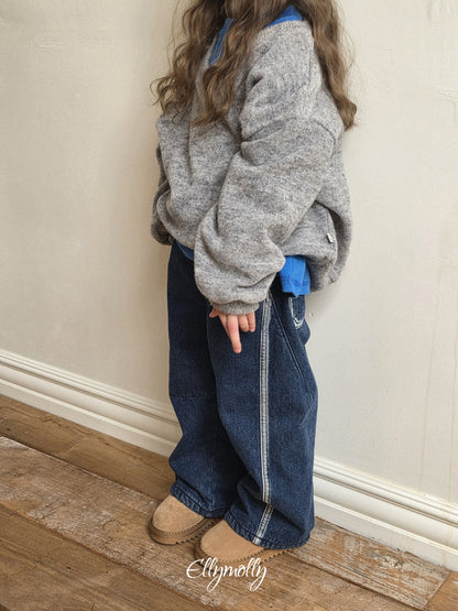 ELLY MOLLY｜ラインワーク 裏起毛デニムパンツ【予約商品】