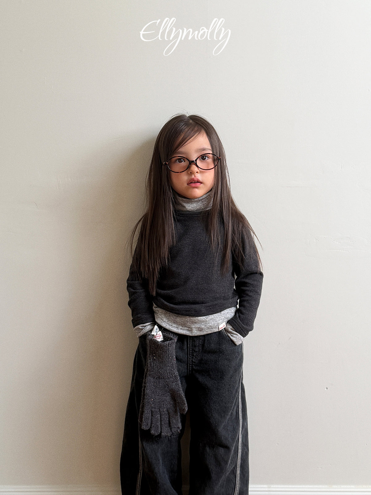 ELLY MOLLY｜ブラッシュ配色タートルネックTシャツ【予約商品】