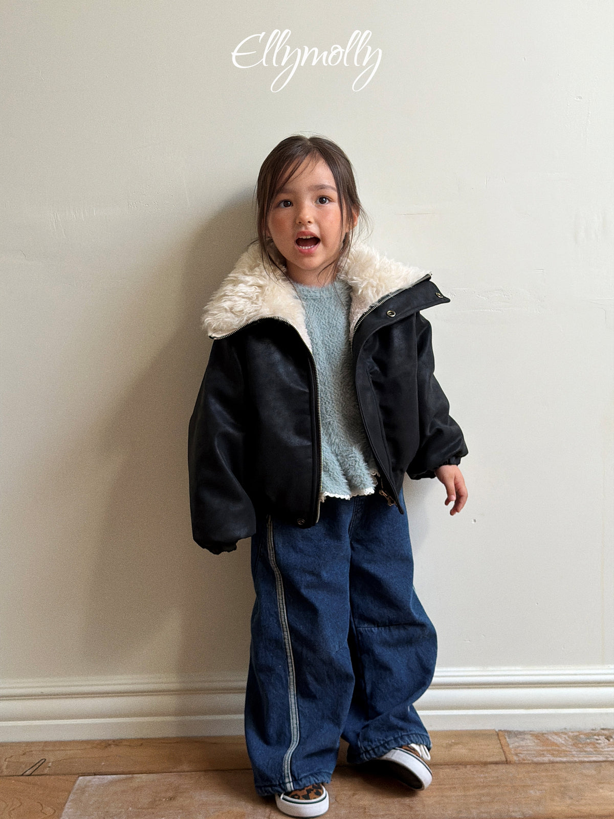ELLY MOLLY｜ラインワーク 裏起毛デニムパンツ【予約商品】