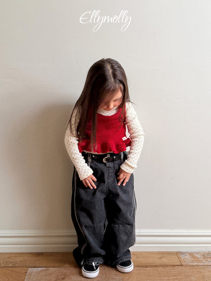 ELLY MOLLY｜ラインワーク 裏起毛デニムパンツ【予約商品】