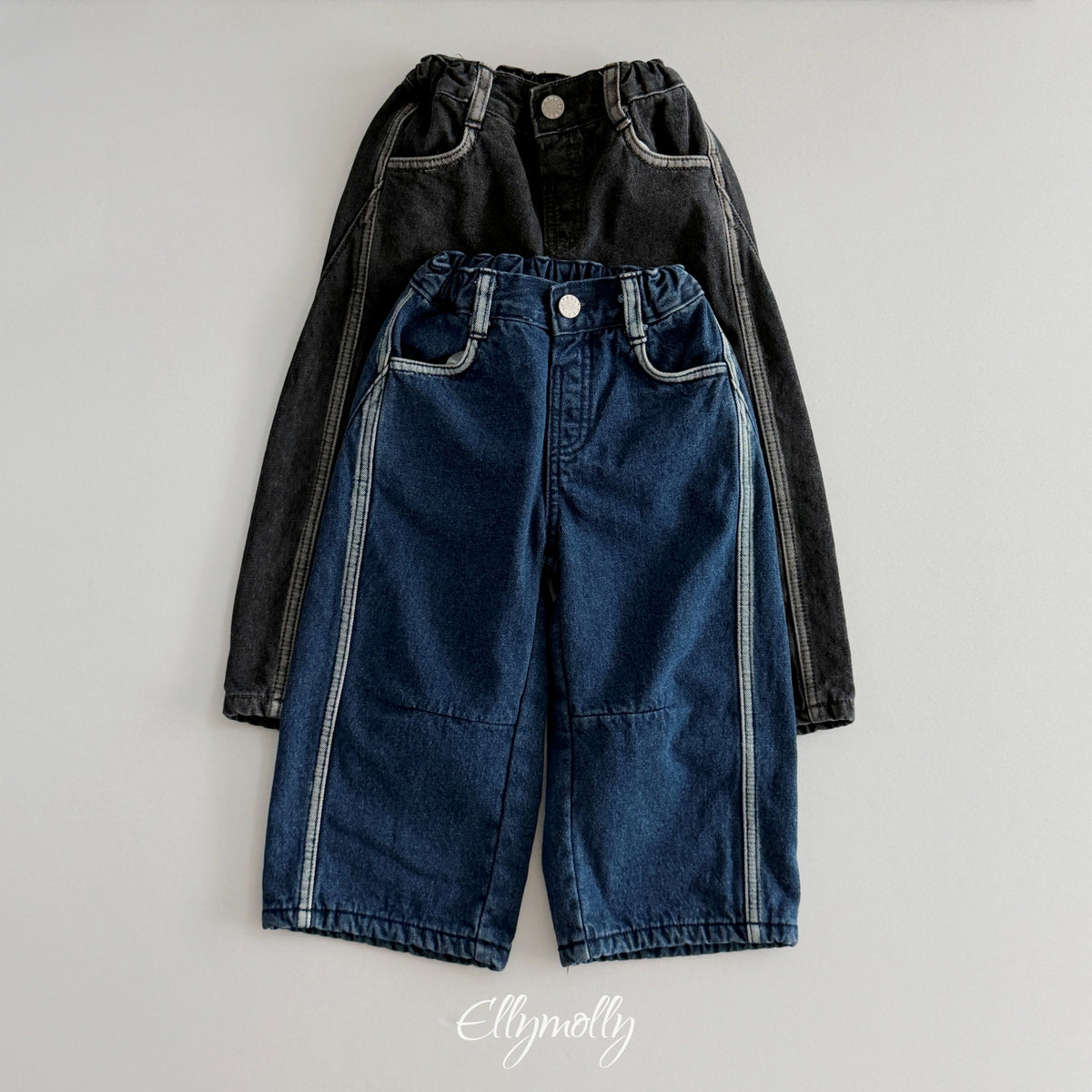 ELLY MOLLY｜ラインワーク 裏起毛デニムパンツ【予約商品】