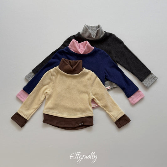 ELLY MOLLY｜ブラッシュ配色タートルネックTシャツ【予約商品】