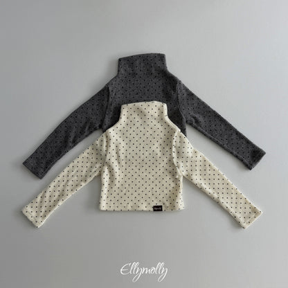 ELLY MOLLY｜ドット裏起毛ハーフタートルTシャツ【予約商品】