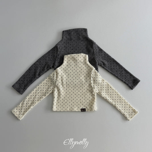 ELLY MOLLY｜ドット裏起毛ハーフタートルTシャツ【予約商品】