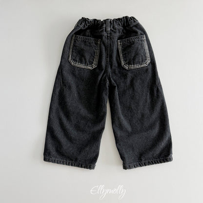 ELLY MOLLY｜ラインワーク 裏起毛デニムパンツ【予約商品】
