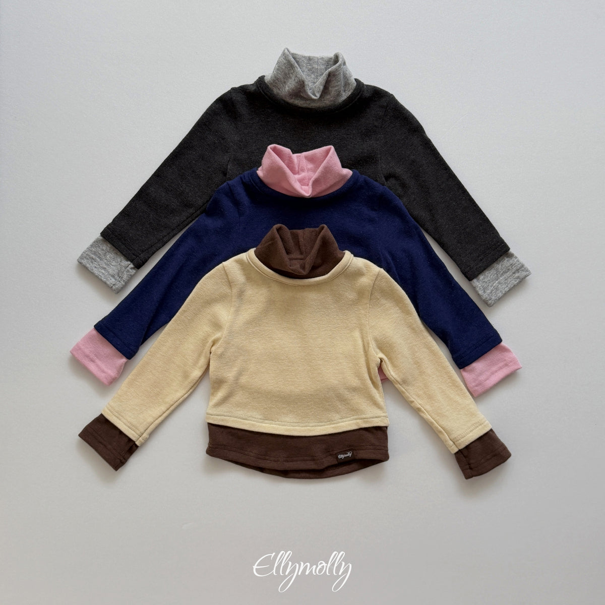 ELLY MOLLY｜ブラッシュ配色タートルネックTシャツ【予約商品】