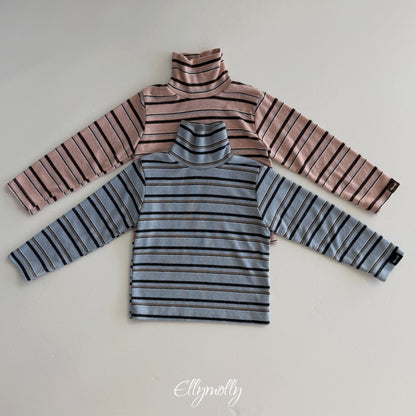 ELLY MOLLY｜スノーウォーマータートルネックT（ボーダー）【予約商品】