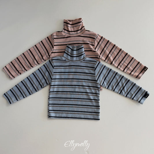 ELLY MOLLY｜スノーウォーマータートルネックT（ボーダー）【予約商品】