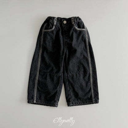 ELLY MOLLY｜ラインワーク 裏起毛デニムパンツ【予約商品】