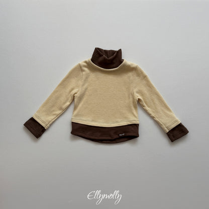 ELLY MOLLY｜ブラッシュ配色タートルネックTシャツ【予約商品】