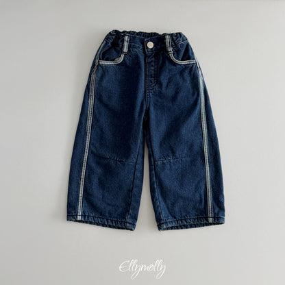 ELLY MOLLY｜ラインワーク 裏起毛デニムパンツ【予約商品】