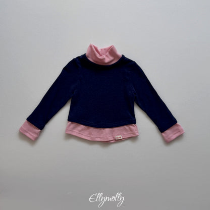 ELLY MOLLY｜ブラッシュ配色タートルネックTシャツ【予約商品】