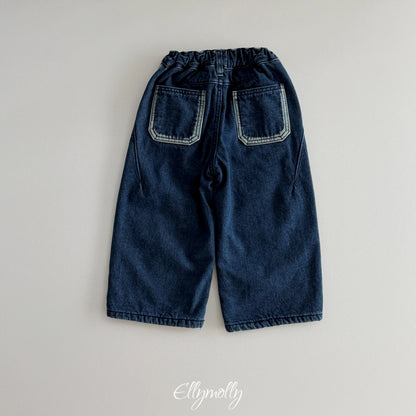 ELLY MOLLY｜ラインワーク 裏起毛デニムパンツ【予約商品】