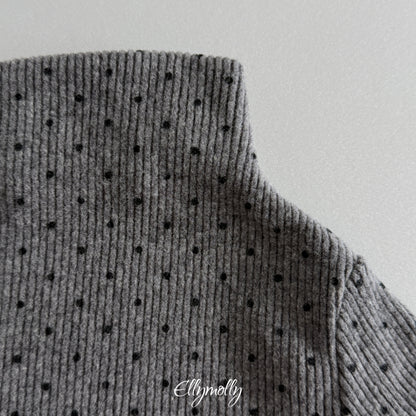 ELLY MOLLY｜ドット裏起毛ハーフタートルTシャツ【予約商品】