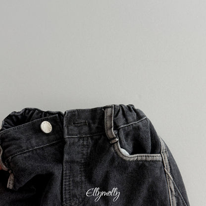 ELLY MOLLY｜ラインワーク 裏起毛デニムパンツ【予約商品】
