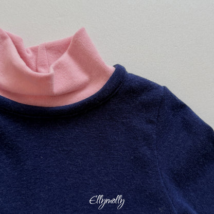 ELLY MOLLY｜ブラッシュ配色タートルネックTシャツ【予約商品】