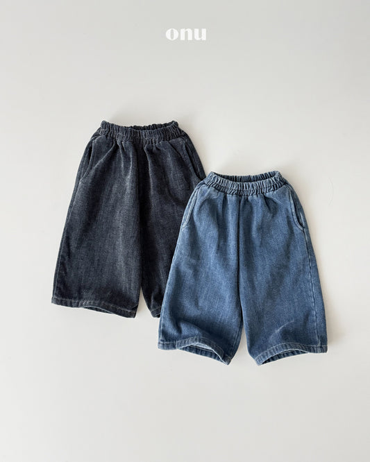 ONU｜ウォッシュ加工裏起毛ワイドデニムパンツ【取り寄せ】