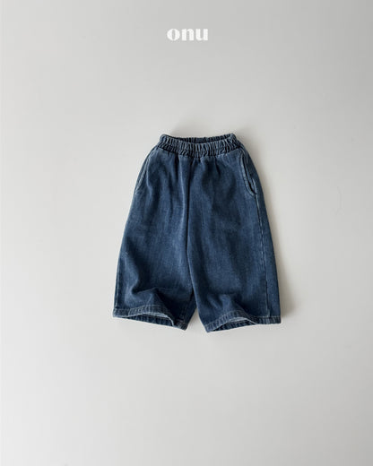 ONU｜ウォッシュ加工裏起毛ワイドデニムパンツ【取り寄せ】
