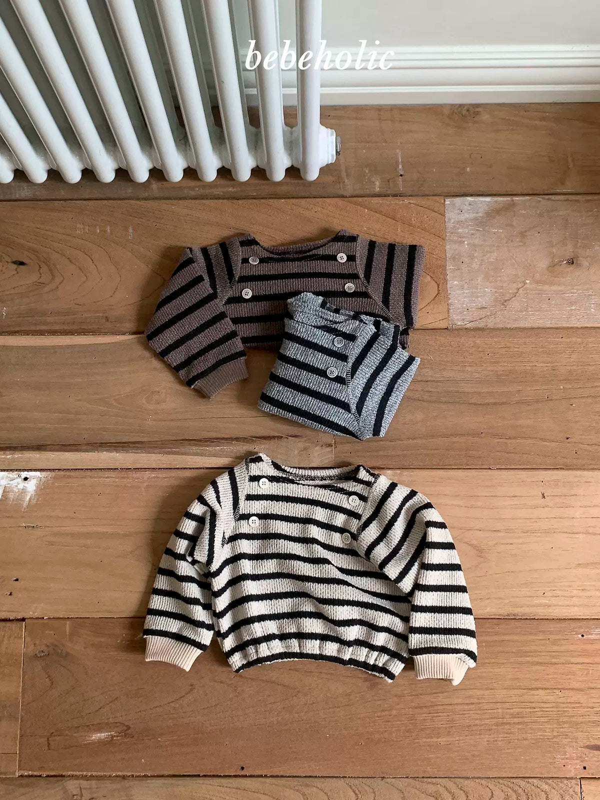 Button Stripe Long Sleeve Tee｜ボタンボーダーロングスリーブTシャツ