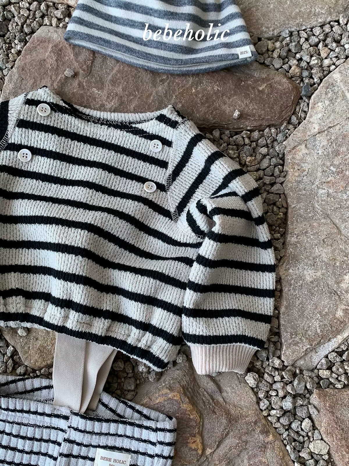 Button Stripe Long Sleeve Tee｜ボタンボーダーロングスリーブTシャツ