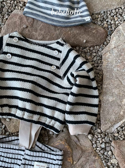 Button Stripe Long Sleeve Tee｜ボタンボーダーロングスリーブTシャツ