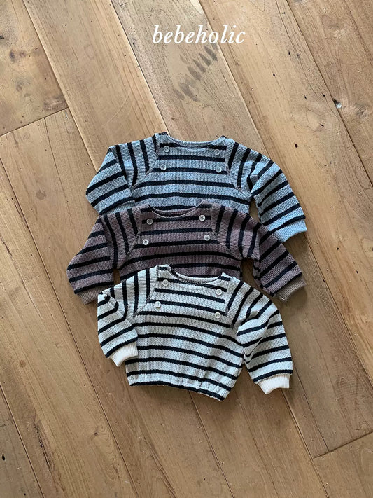 Button Stripe Long Sleeve Tee｜ボタンボーダーロングスリーブTシャツ