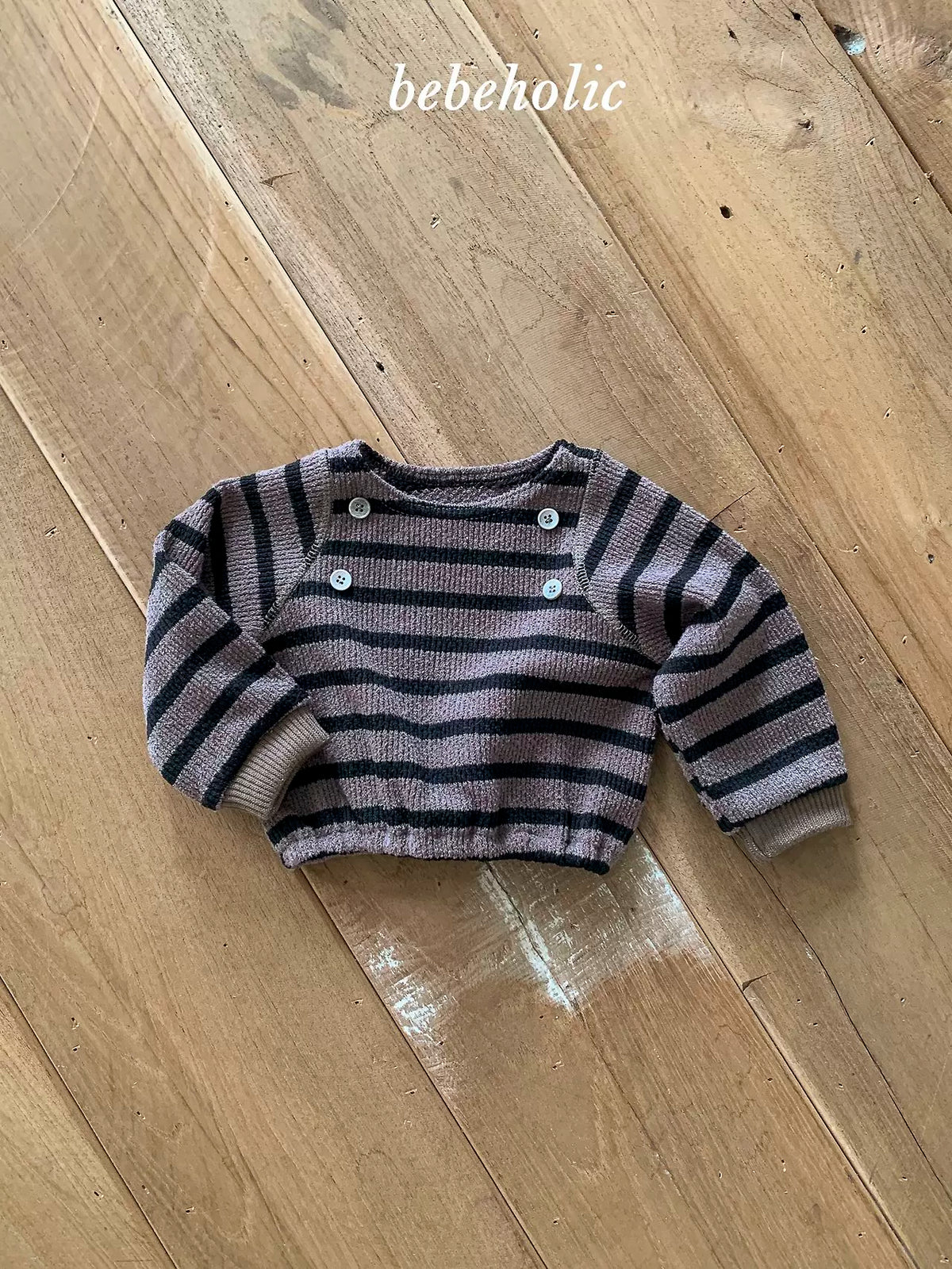 Button Stripe Long Sleeve Tee｜ボタンボーダーロングスリーブTシャツ