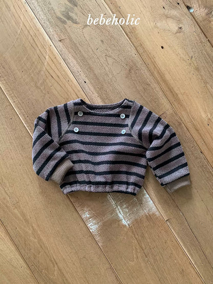Button Stripe Long Sleeve Tee｜ボタンボーダーロングスリーブTシャツ