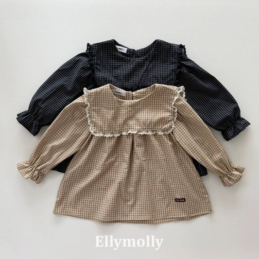 Ellymolly Frill Check Blouse｜フリルチェックブラウス