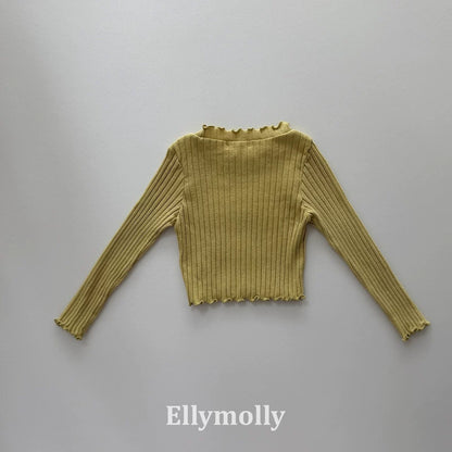 Ellymolly Frill Rib Long Sleeve Tee｜フリルリブロングスリーブTシャツ