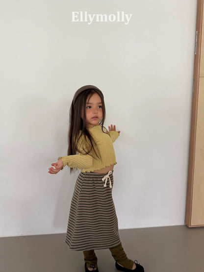 Ellymolly Frill Rib Long Sleeve Tee｜フリルリブロングスリーブTシャツ