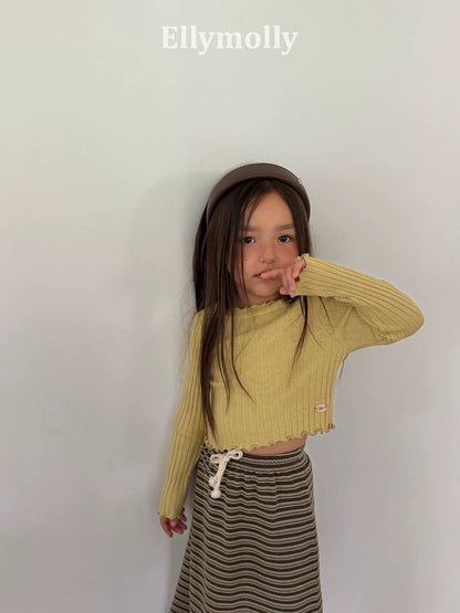 Ellymolly Frill Rib Long Sleeve Tee｜フリルリブロングスリーブTシャツ