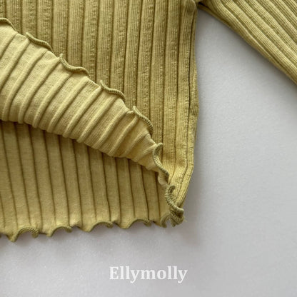 Ellymolly Frill Rib Long Sleeve Tee｜フリルリブロングスリーブTシャツ