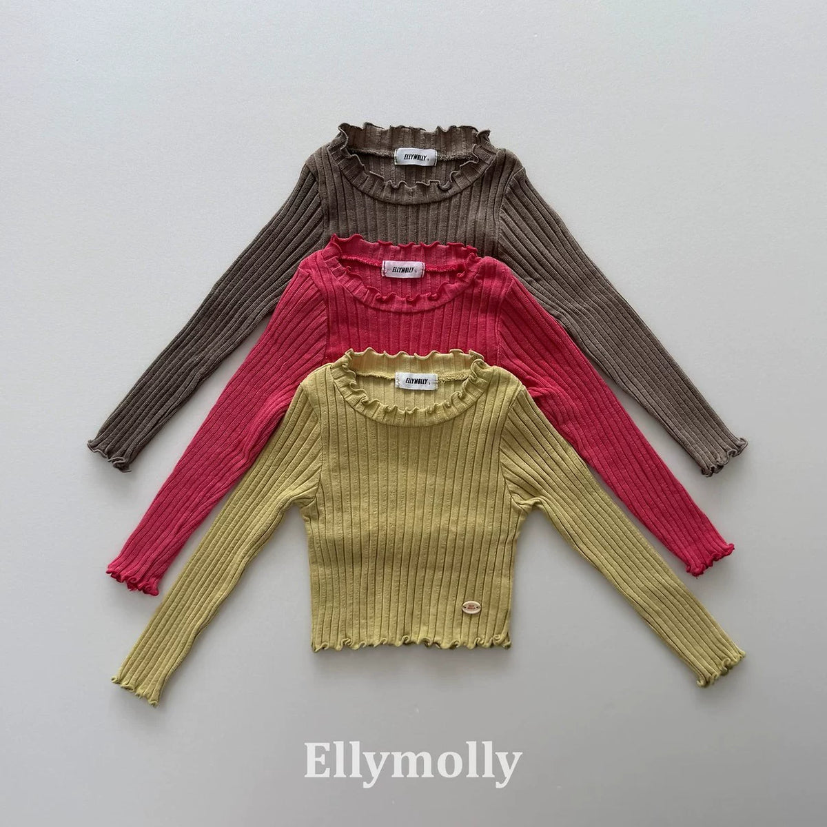 Ellymolly Frill Rib Long Sleeve Tee｜フリルリブロングスリーブTシャツ