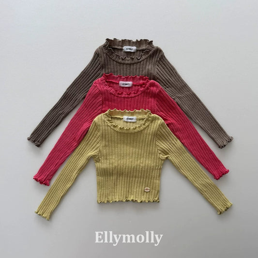 Ellymolly Frill Rib Long Sleeve Tee｜フリルリブロングスリーブTシャツ