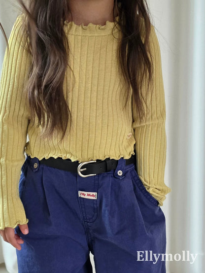 Ellymolly Frill Rib Long Sleeve Tee｜フリルリブロングスリーブTシャツ