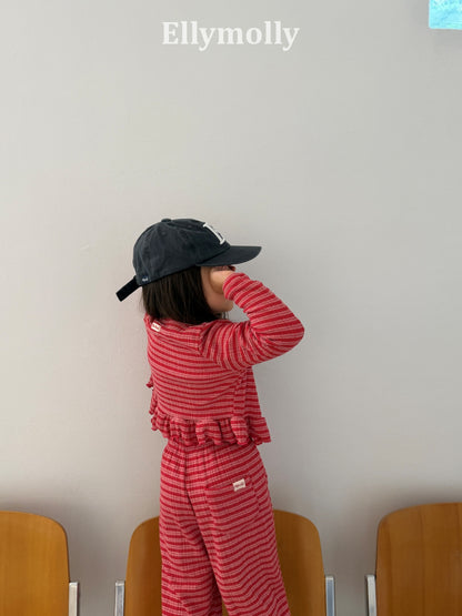 Ellymolly Stripe Frill Cardigan｜ボーダーフリルカーディガン