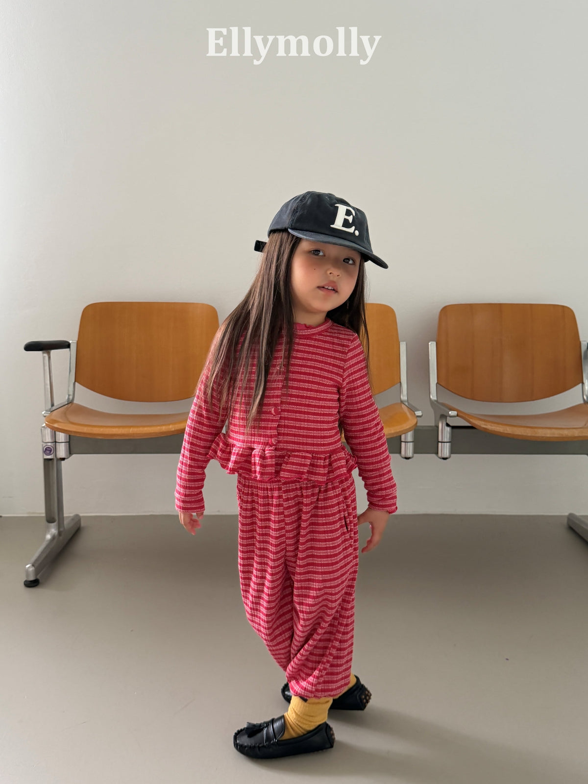 Ellymolly Stripe Frill Cardigan｜ボーダーフリルカーディガン