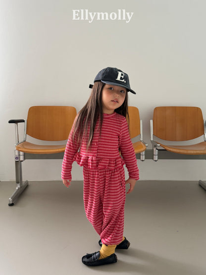 Ellymolly Stripe Frill Cardigan｜ボーダーフリルカーディガン