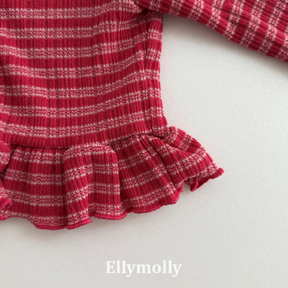 Ellymolly Stripe Frill Cardigan｜ボーダーフリルカーディガン
