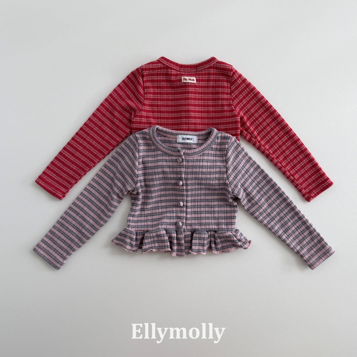 Ellymolly Stripe Frill Cardigan｜ボーダーフリルカーディガン