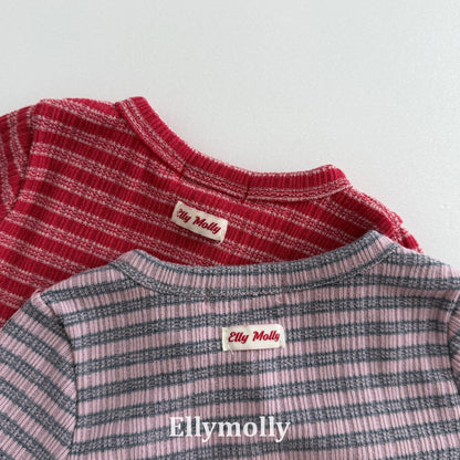 Ellymolly Stripe Frill Cardigan｜ボーダーフリルカーディガン