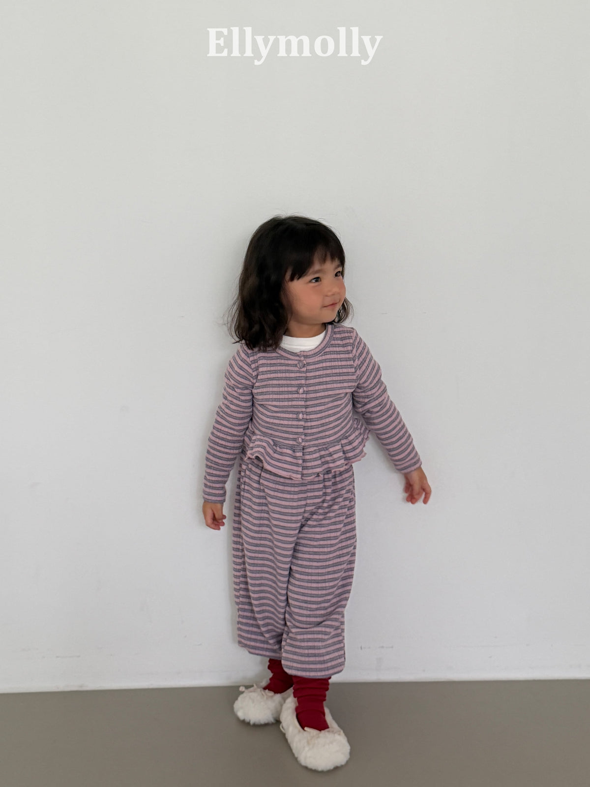 Ellymolly Stripe Frill Cardigan｜ボーダーフリルカーディガン