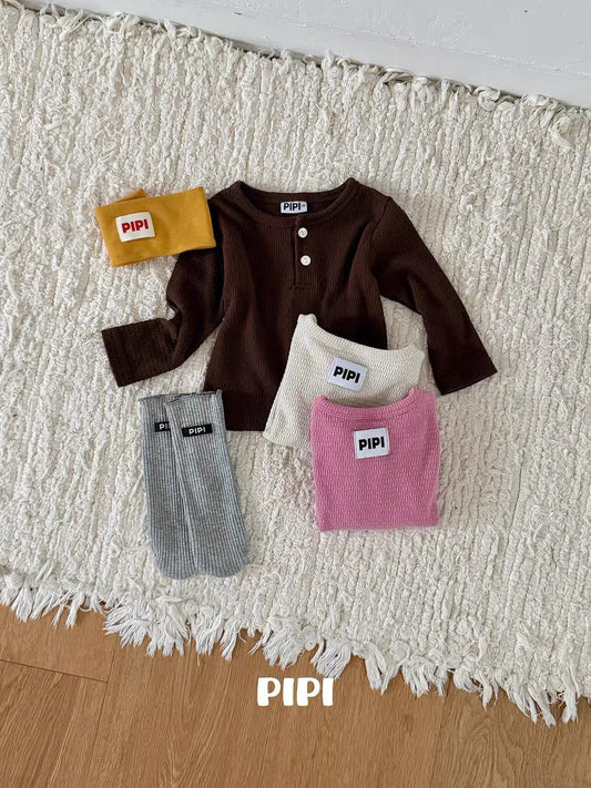 PIPI Waffle Henley Long Sleeve Tee｜ワッフルヘンリーロングスリーブTシャツ