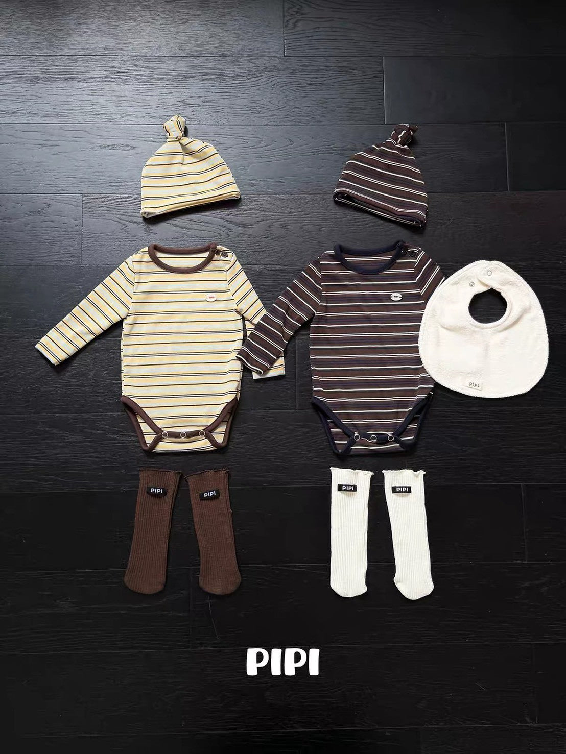 PIPI Stripe Long Sleeve Romper｜ボーダーロングスリーブロンパース