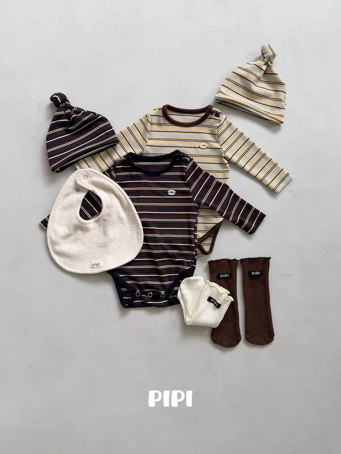 PIPI Stripe Long Sleeve Romper｜ボーダーロングスリーブロンパース
