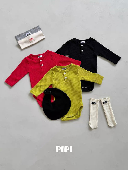 PIPI Henley Long Sleeve Romper｜ヘンリーネックロングスリーブロンパース