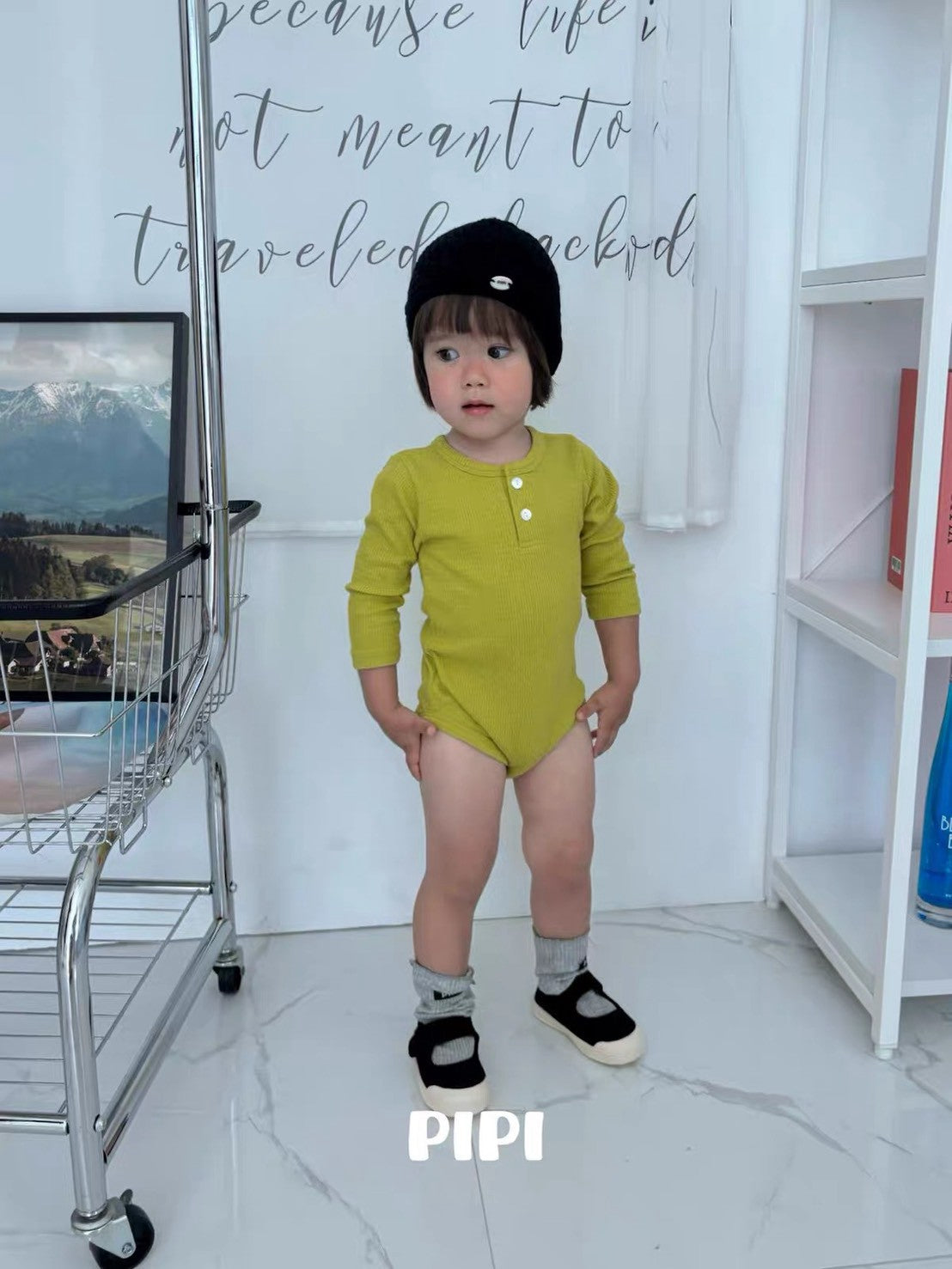 PIPI Henley Long Sleeve Romper｜ヘンリーネックロングスリーブロンパース