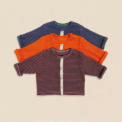 OOTTBEBE Stripe Button Cardigan｜ストライプボタンカーディガン
